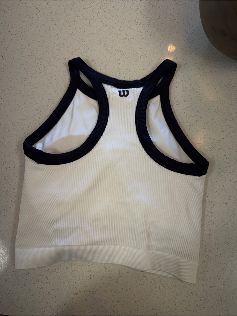 Wilson White Crop Tank with Navy Trim - Picture 4 of 6